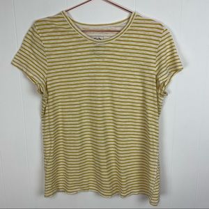 Merona Yellow White Striped Crewneck Short Sleeve T-Shirt